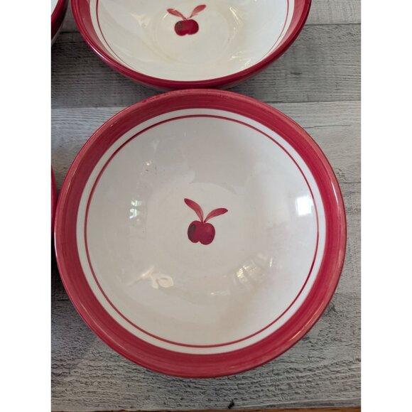 Dansk Bing Cherry Red & White Ceramic Bowls Set Of 4 - Picture 2 of 4
